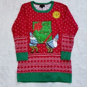 NEW Blizzard Bay Gnomes Beer Bottle Holder Ugly Christmas Sweater Size M Red